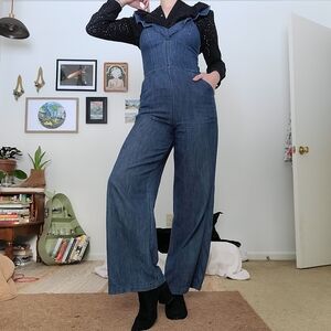 Express denim ruffle jumpsuit
